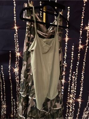 Women’s Light Olive Green Tank Top - Sleeveless Cami , skirt